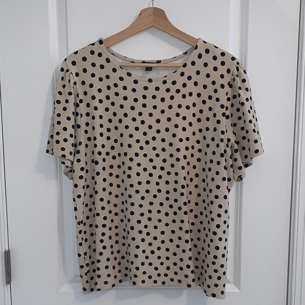 Ann Taylor Polka Dot Short Sleeve Top Size XL
